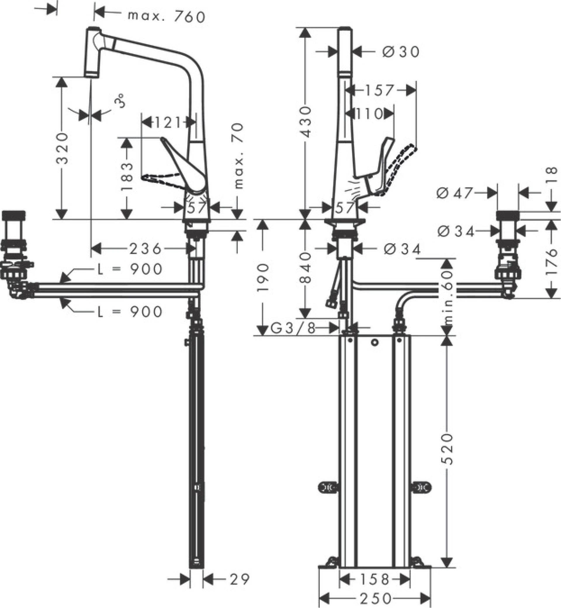 Фото - Смеситель для кухни Hansgrohe Metris 73806800, сталь - Hansgrohe