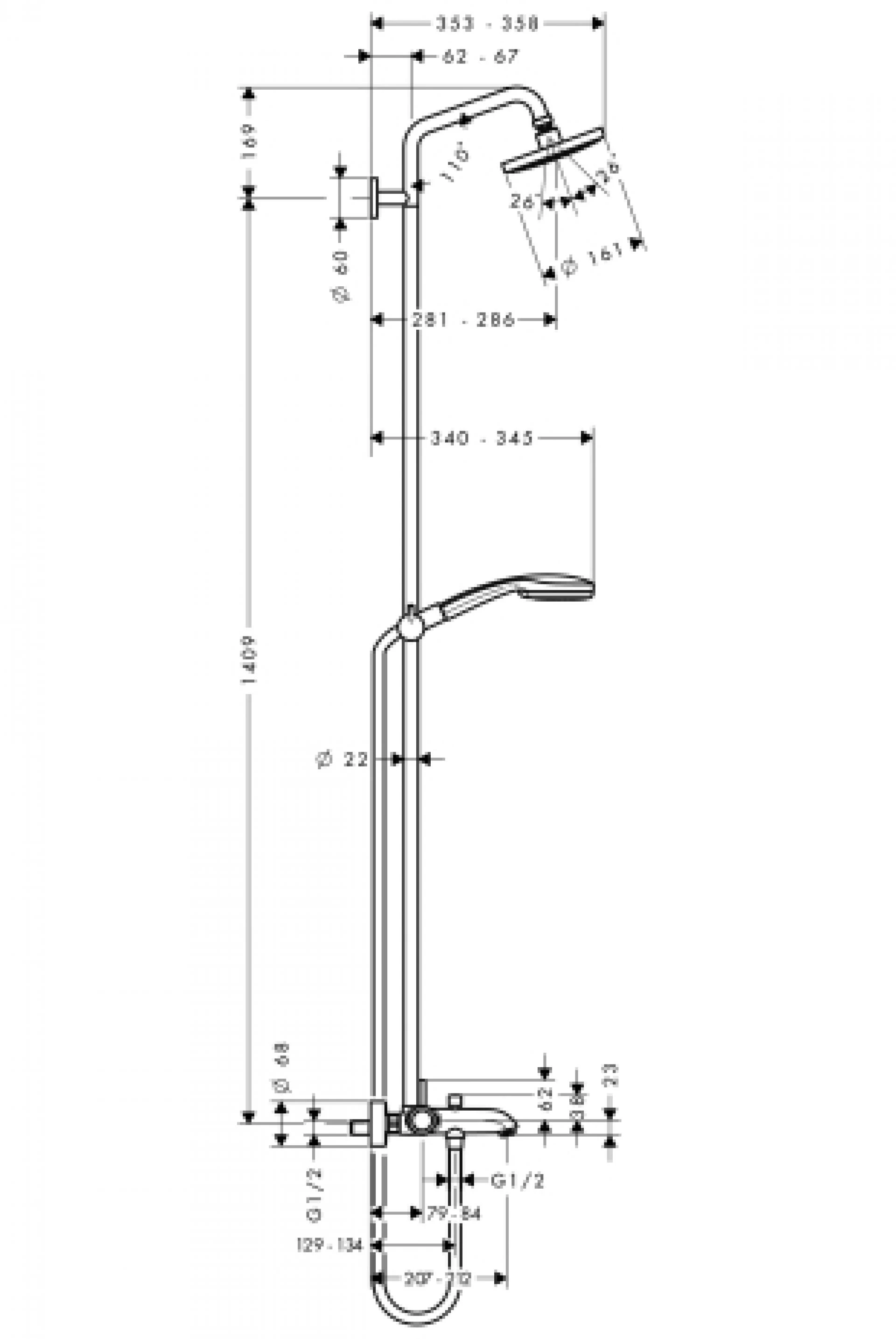 Фото - Душевая система Hansgrohe Croma 100 Showerpipe 160 27201000 - Hansgrohe