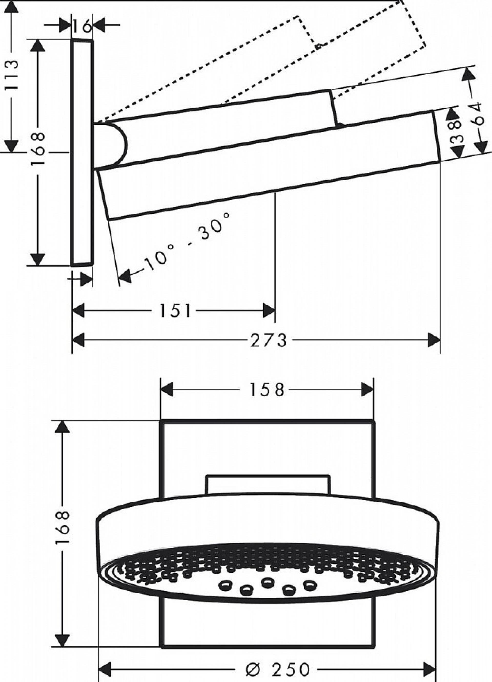 Фото - Верхний душ 250 3 jet Hansgrohe Rainfinity 26232700, белый матовый - Hansgrohe