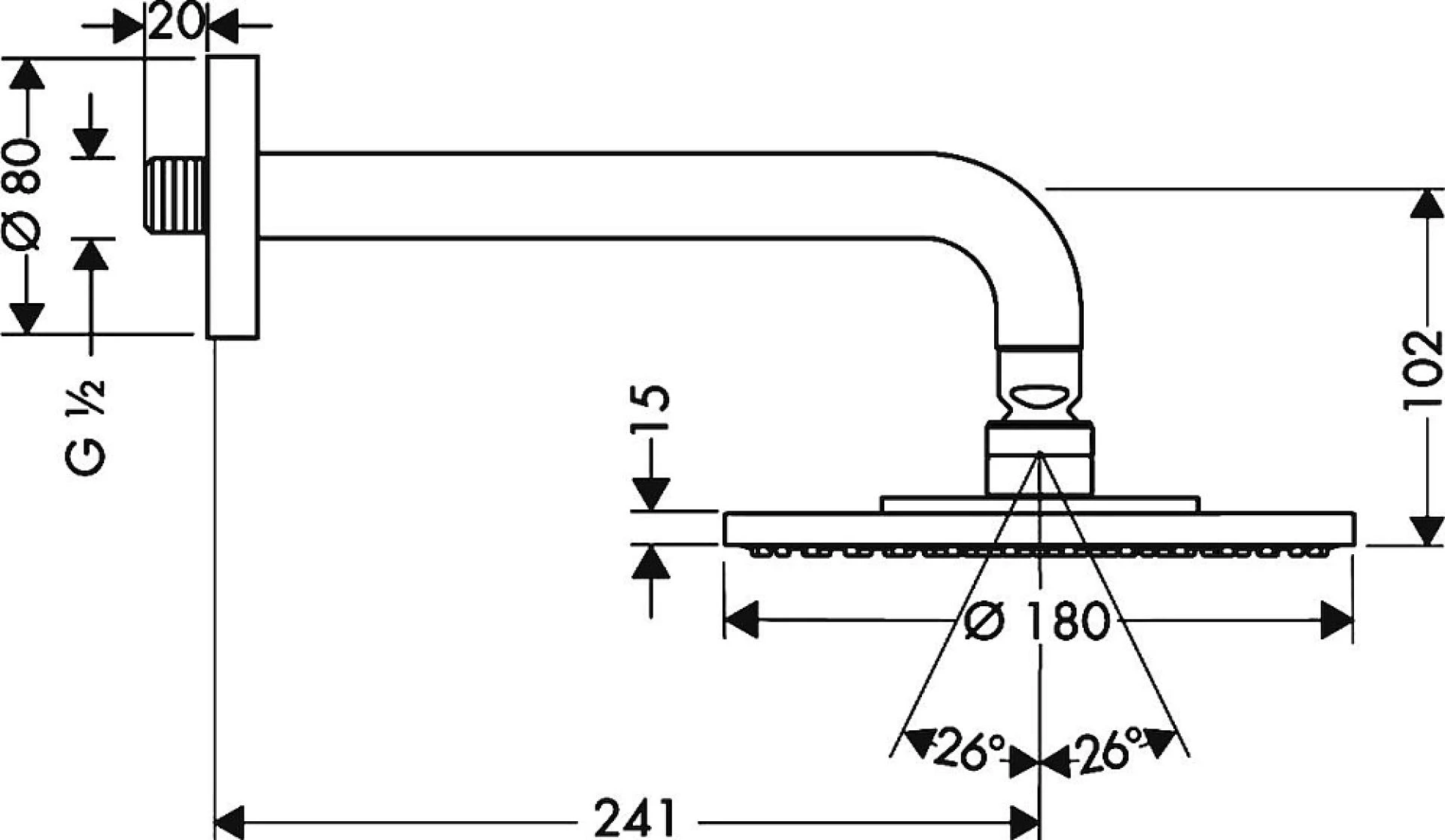 Фото - Тропический душ Hansgrohe Raindance S 180 1 jet 27471000 - Hansgrohe