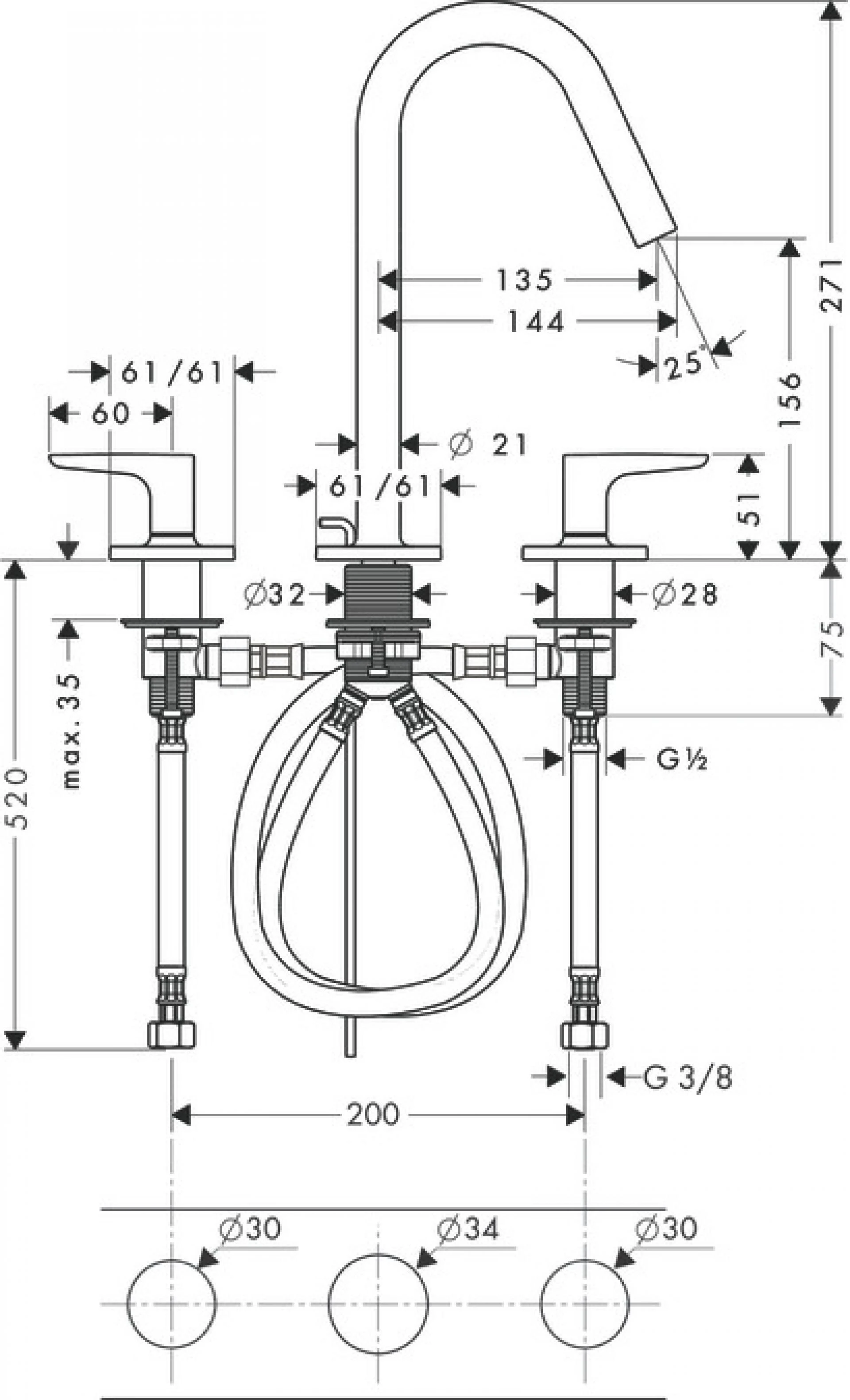 Фото - Смеситель для раковины Axor Citterio M 34133310, красное золото - Hansgrohe