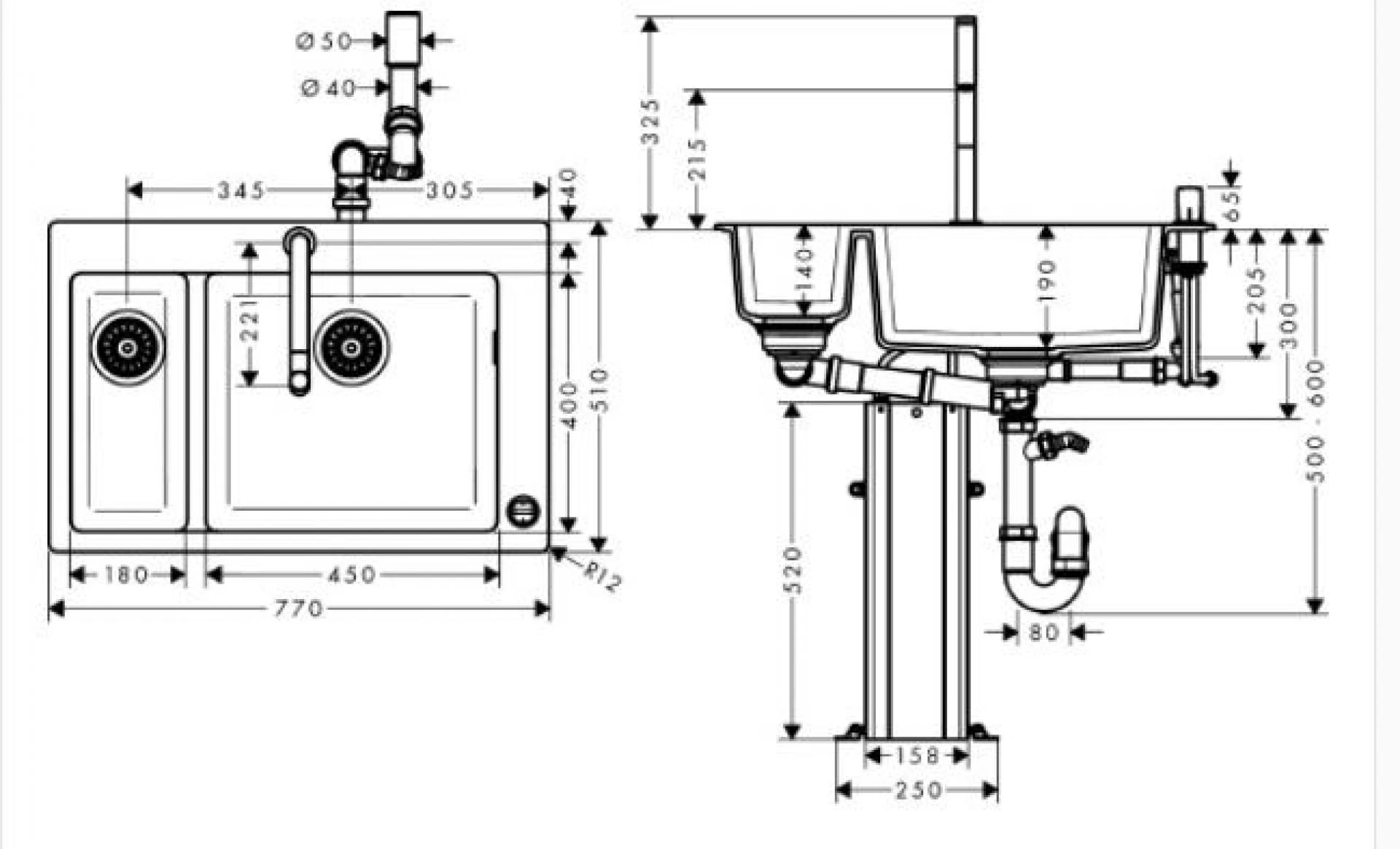 Фото - Кухонная мойка с встроенным смесителем Hansgrohe C51-F660-07 43220000 - Hansgrohe