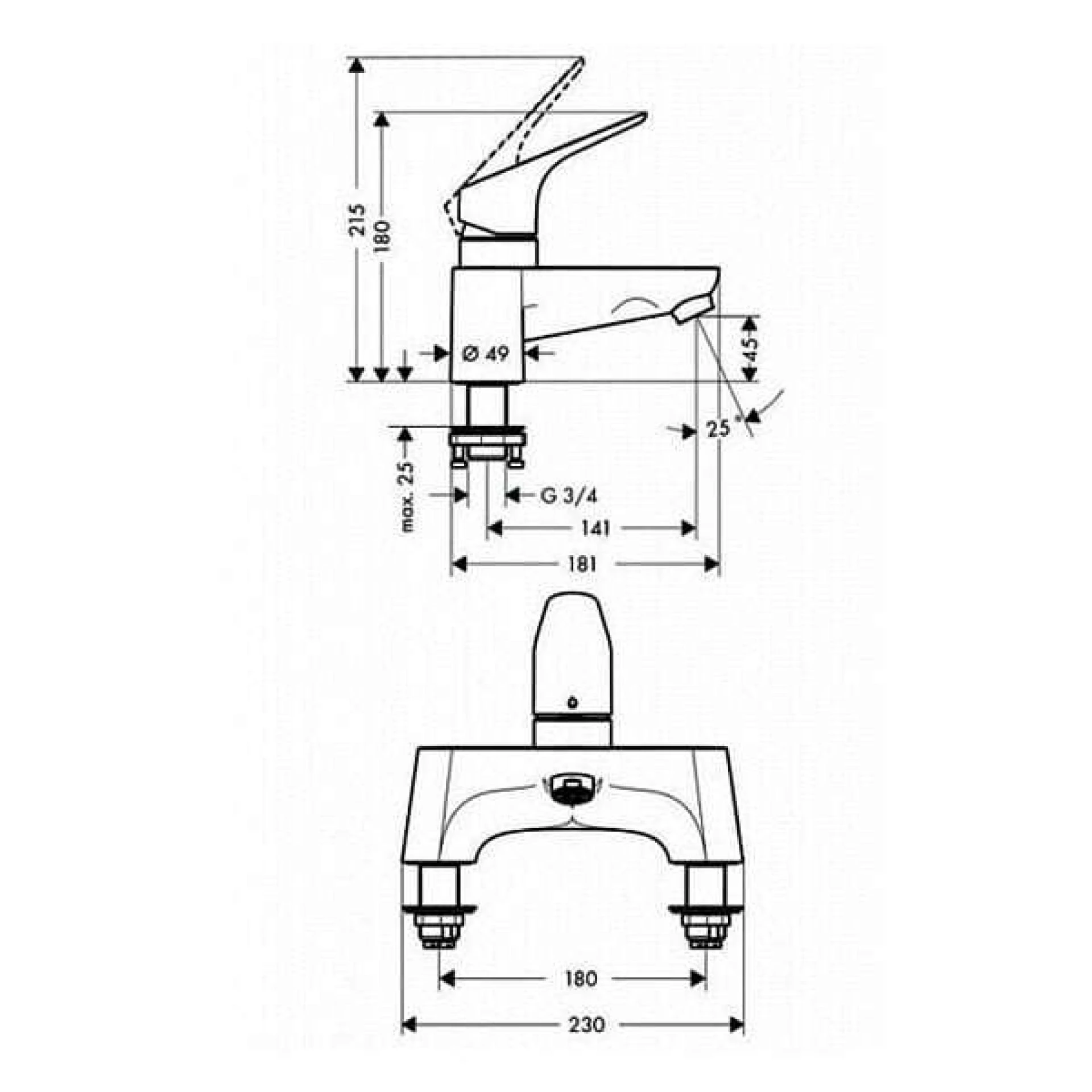 Фото - Смеситель на край ванны Hansgrohe Focus 31523000, хром - Hansgrohe