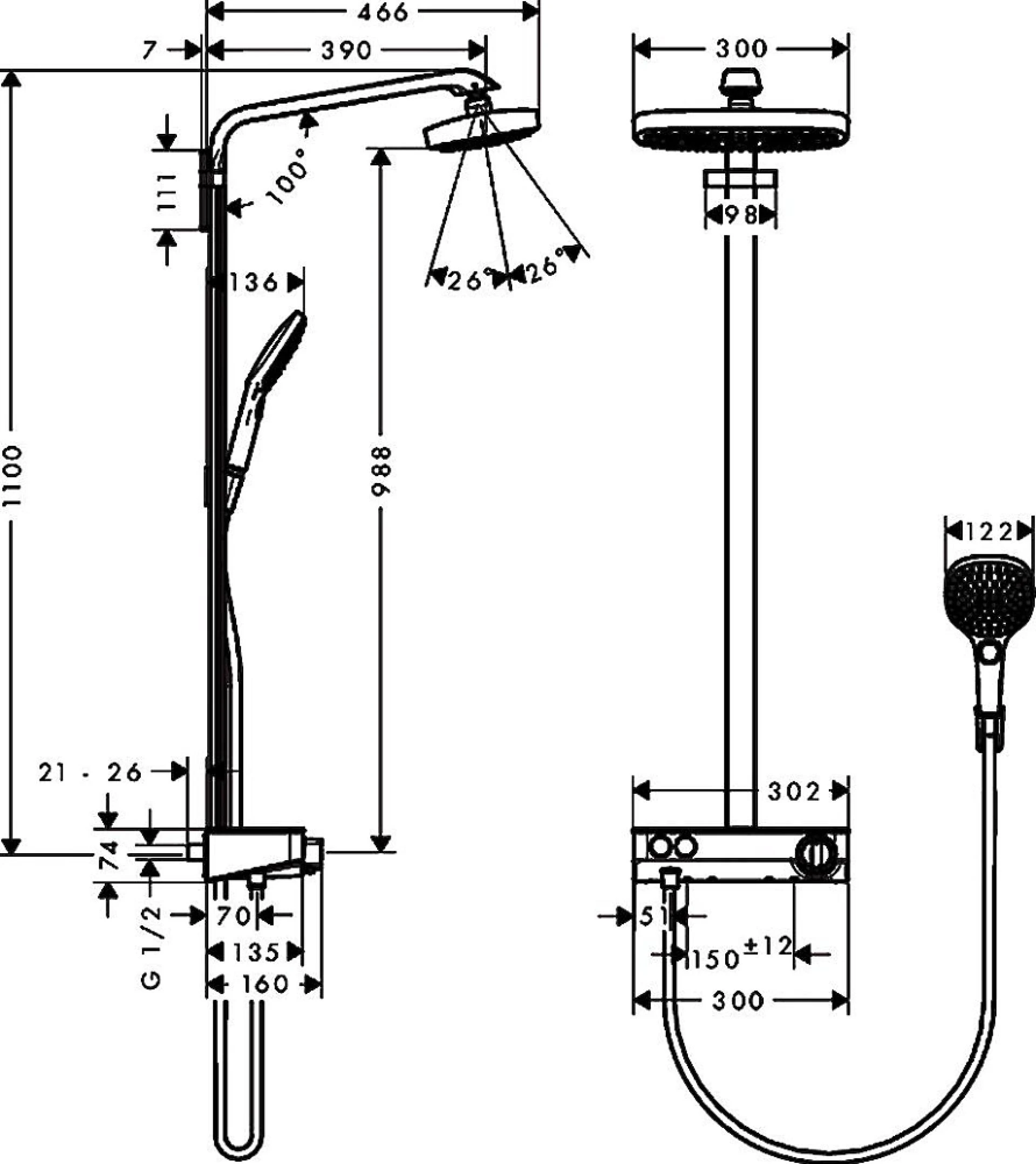 Фото - Душевая стойка Hansgrohe Raindance Select E 300 2jet 27126000 Showerpipe - Hansgrohe