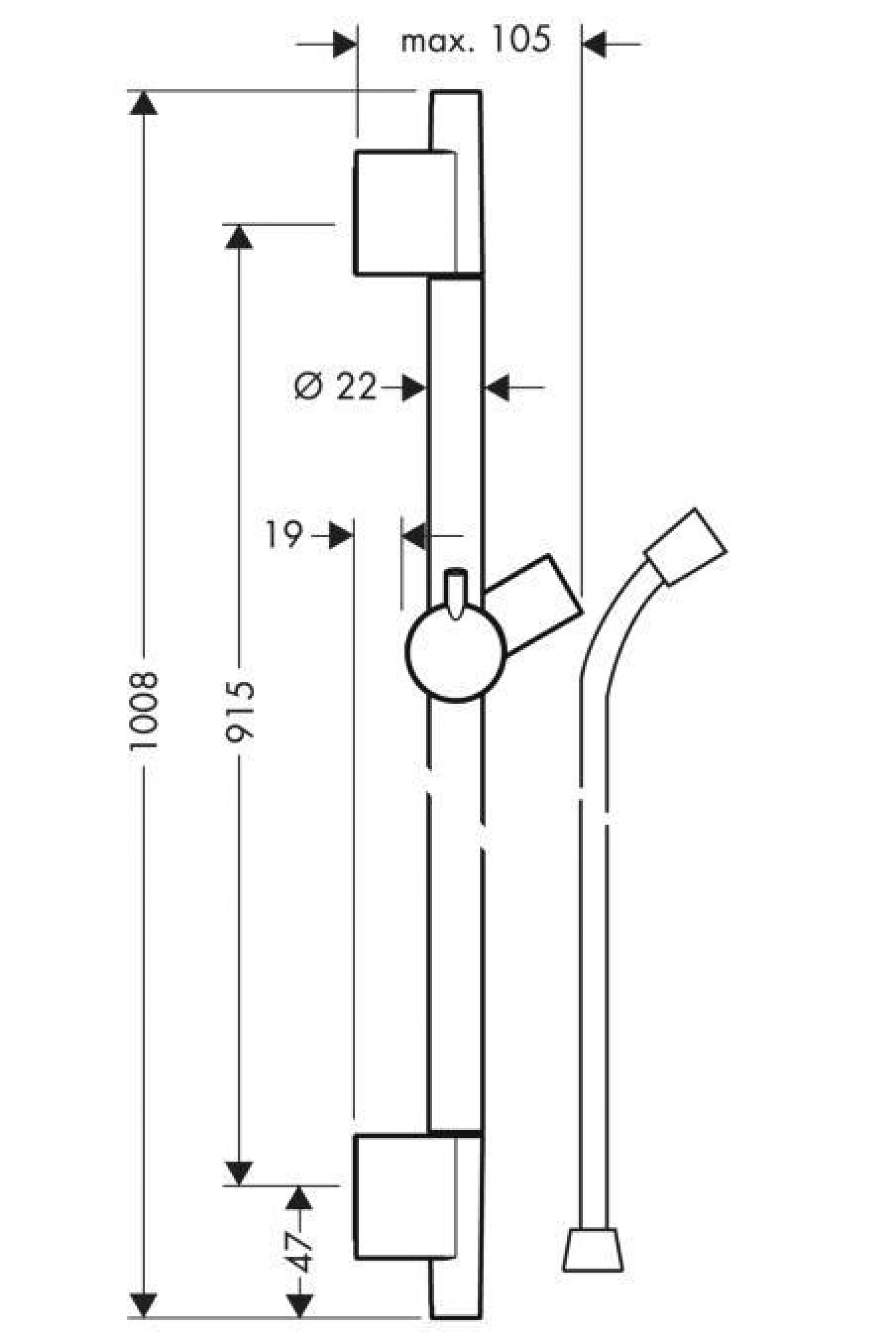 Фото - Штанга для душа 90 см Hansgrohe Raindance 28631000 - Hansgrohe