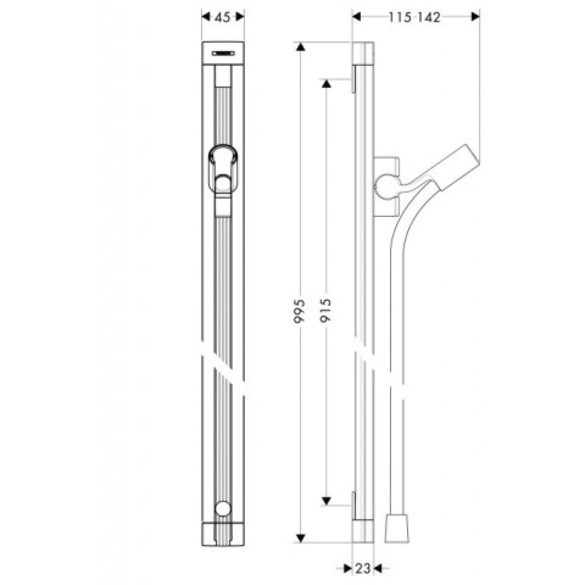 Фото - Штанга для душа 90 см Hansgrohe Raindance Unica 27636000 - Hansgrohe