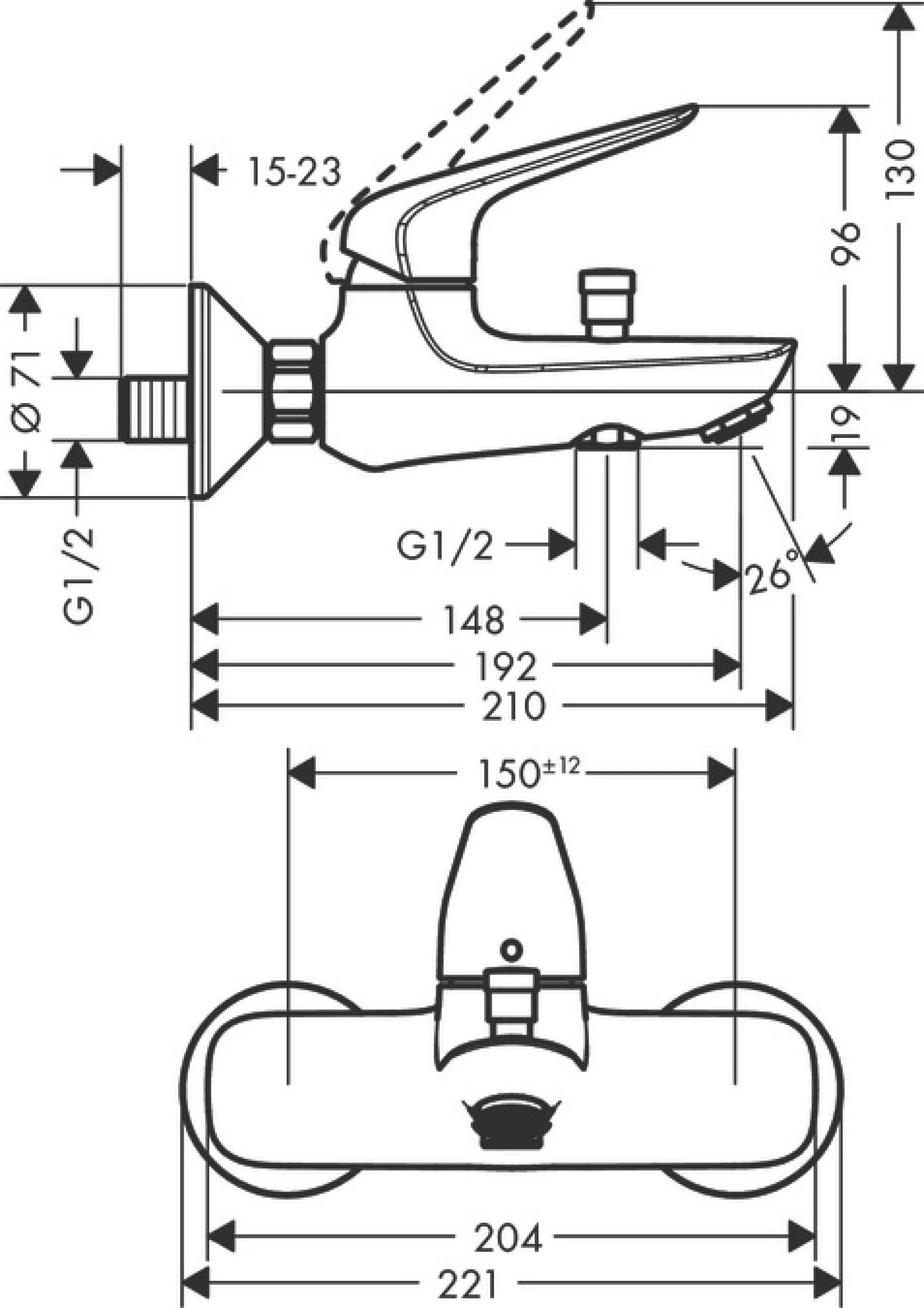 Фото - Смеситель для ванны Hansgrohe Novus 71040000, хром - Hansgrohe