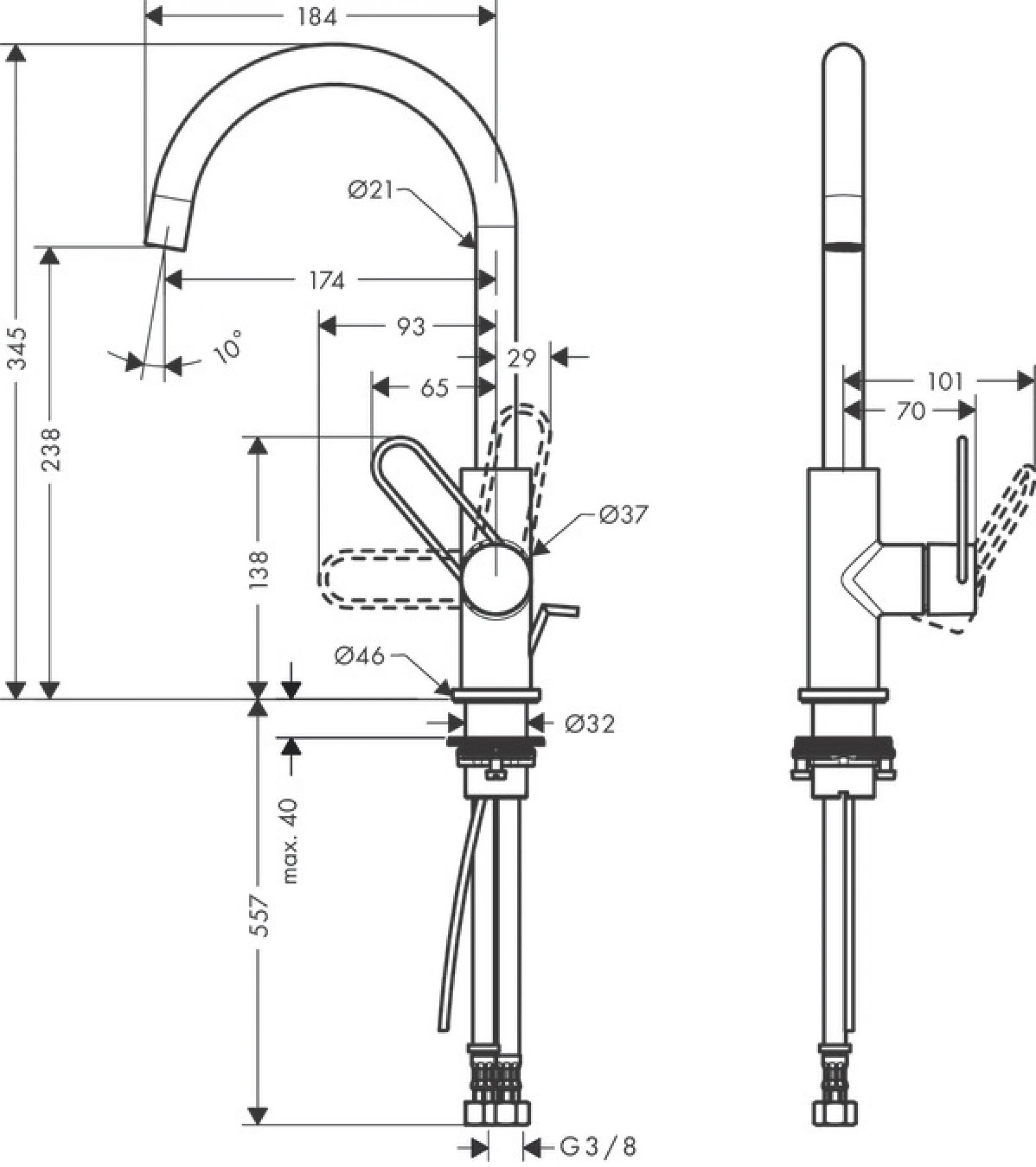 Фото - Смеситель для раковины Axor Uno 38036000, хром - Hansgrohe