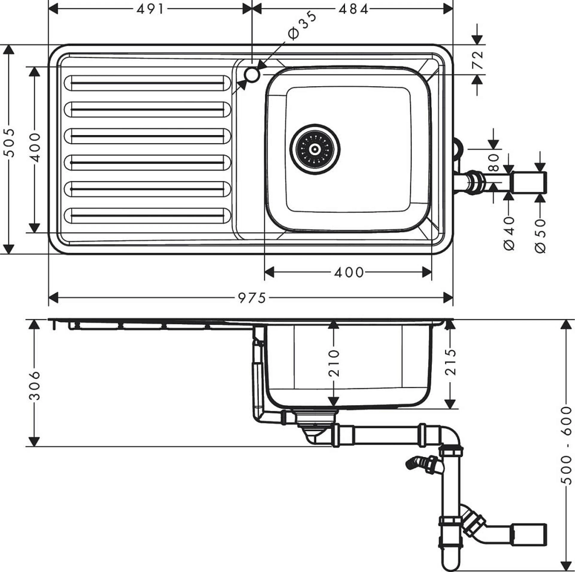 Фото - Кухонная мойка Hansgrohe S41 S4111-F400 43341800 - Hansgrohe