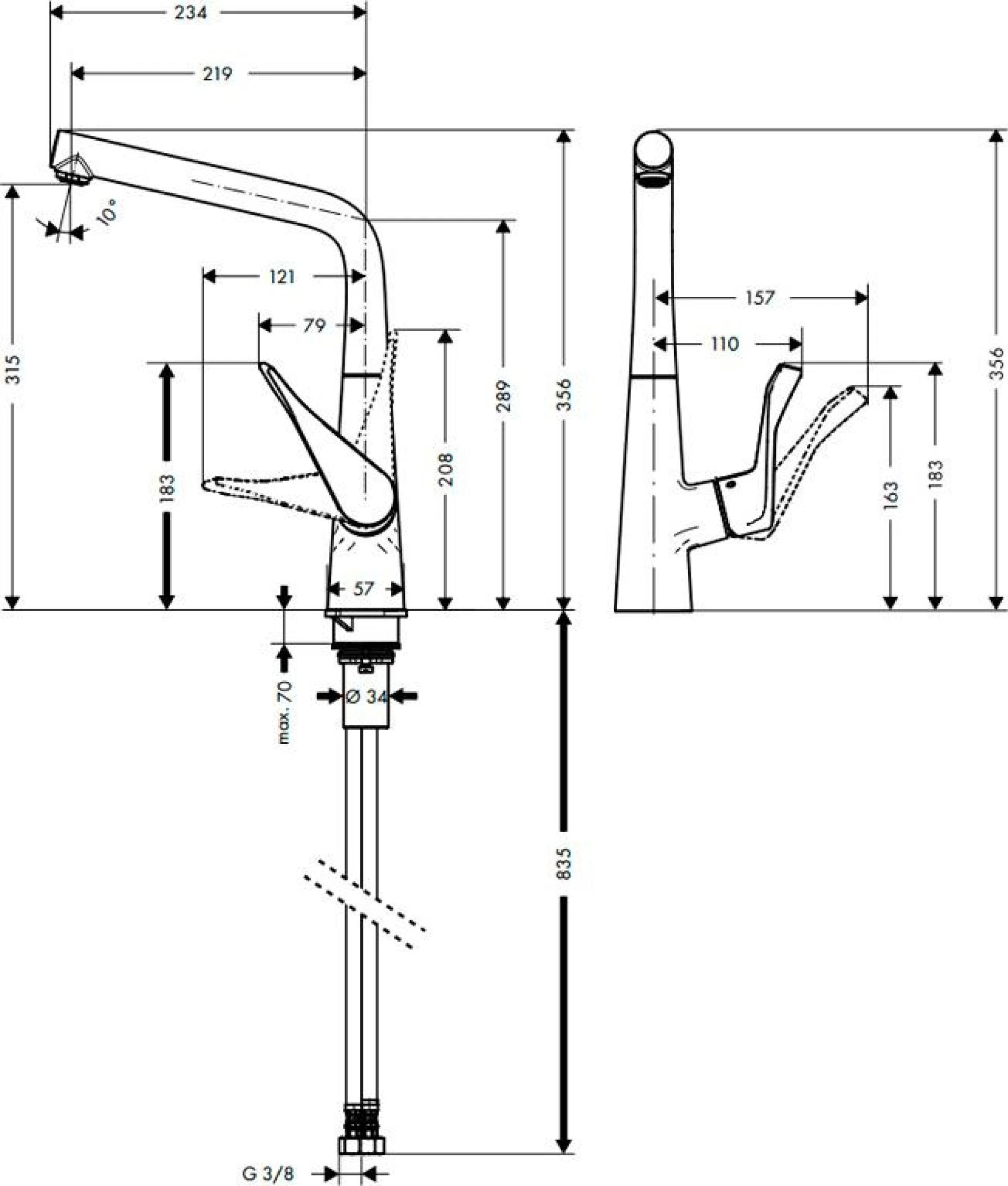 Фото - Смеситель Hansgrohe Metris 14822800 для кухонной мойки - Hansgrohe