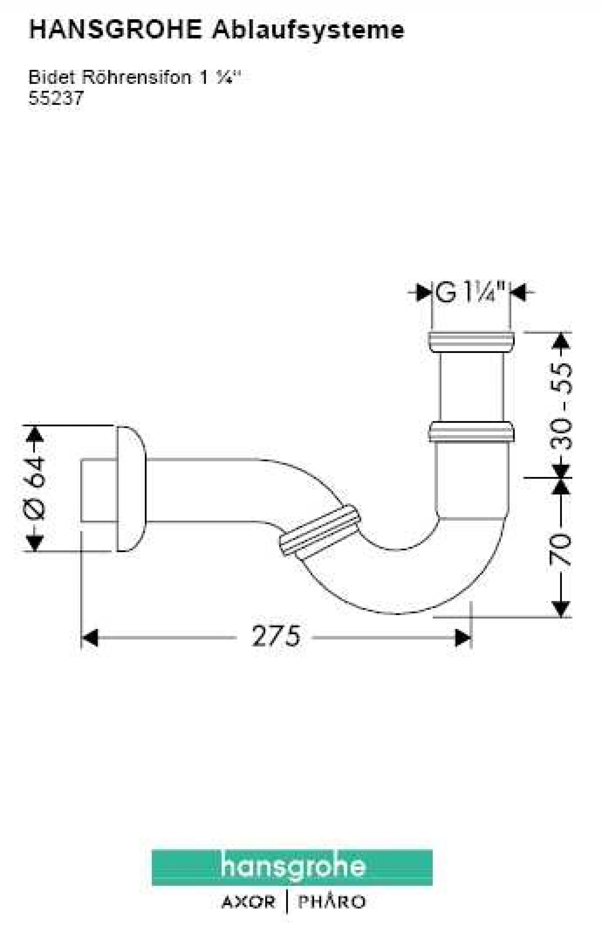 Фото - Сифон для биде Hansgrohe 55237000 - Hansgrohe