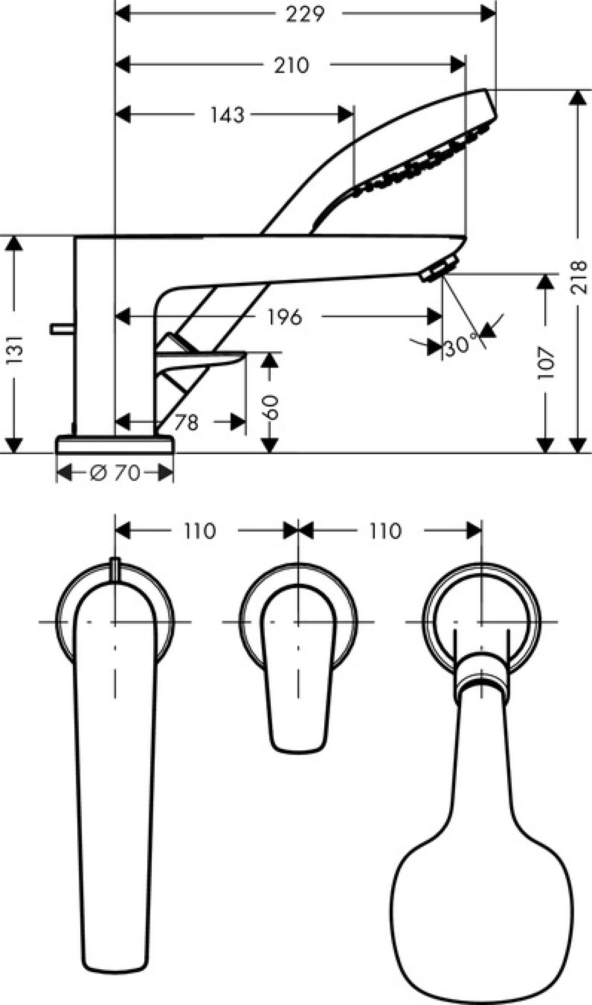 Фото - Смеситель на край ванны Hansgrohe Talis E 71730000, хром - Hansgrohe