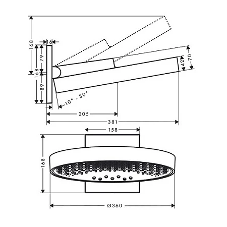 Фото - Верхний душ Hansgrohe Rainfinity 360 3jet 26234340, шлифованный черный хром - Hansgrohe