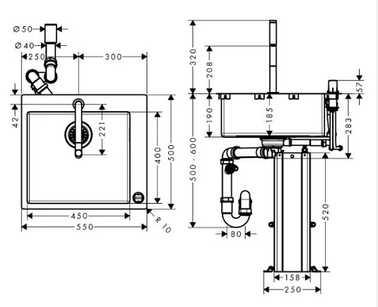 Фото - Кухонная мойка с встроенным смесителем Hansgrohe C71-F450-06 43201800 - Hansgrohe