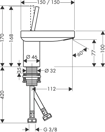 Фото - Смеситель для раковины Axor Starck X 10077820, никель - Hansgrohe