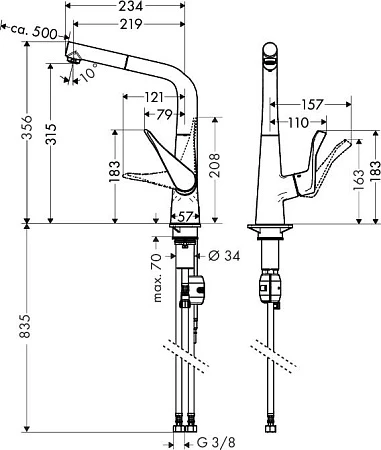 Фото - Смеситель для кухни Hansgrohe Metris 14821800 - Hansgrohe