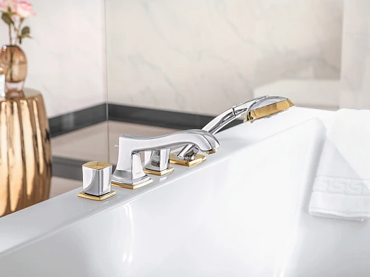 Фото - Смеситель на край ванны Hansgrohe Metropol Classic 31315090, хром золото - Hansgrohe