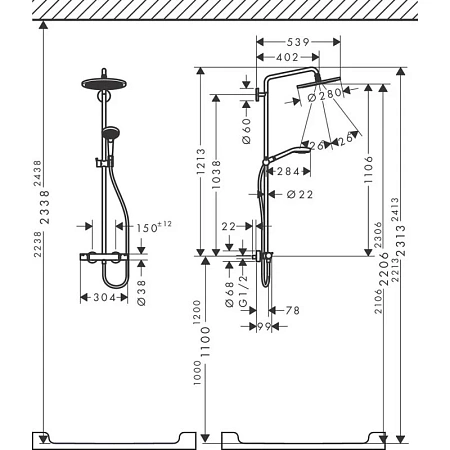 Фото - Душевая система Hansgrohe Croma Select S 26891140 шлифованная бронза - Hansgrohe