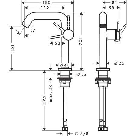 Фото - Смеситель для раковины Hansgrohe Tecturis S 73341700 белый - Hansgrohe