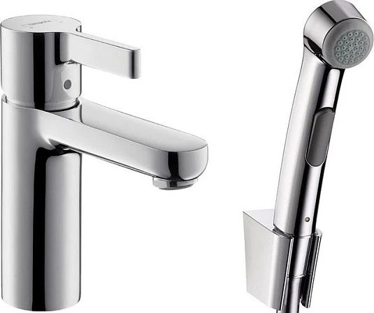 Фото - Смеситель Hansgrohe Metris S 31160000 для раковины с гигиеническим душем - Hansgrohe