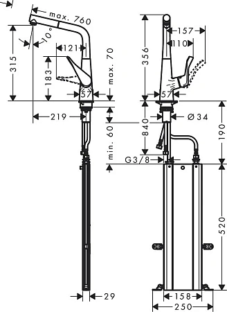 Фото - Смеситель для кухни Hansgrohe Metris Select 73828000 хром - Hansgrohe