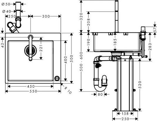 Фото - Кухонная мойка с встроенным смесителем Hansgrohe C71-F450-06 43201800 - Hansgrohe