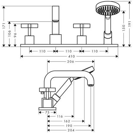 Фото - Смеситель для ванны Axor Citterio 39443000 - Hansgrohe