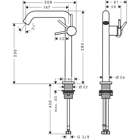 Фото - Смеситель для раковины Hansgrohe Tecturis S 73370670 черный - Hansgrohe