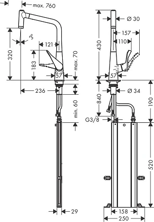 Фото - Смеситель для кухни Hansgrohe Metris 73801800 серый - Hansgrohe