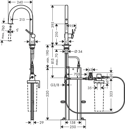 Фото - Смеситель для кухни Hansgrohe Aqittura 76826800 серый - Hansgrohe