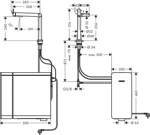 Фото - Смеситель для кухни Hansgrohe Aqittura 76810670 черный - Hansgrohe