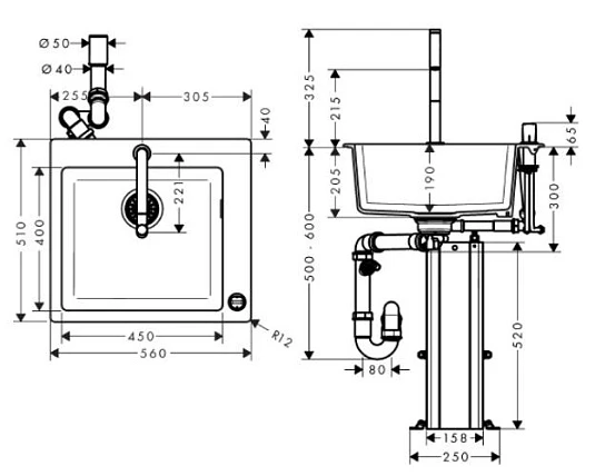 Фото - Кухонная мойка с встроенным смесителем Hansgrohe C51-F450-06 43217000 - Hansgrohe