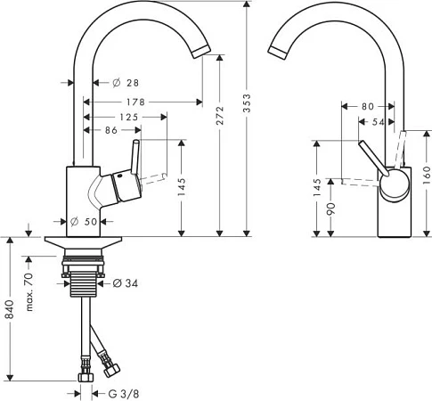 Фото - Смеситель для кухни Hansgrohe Talis S 14870800 - Hansgrohe