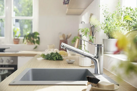 Фото - Смеситель для кухни Hansgrohe Zesis M33 150 2jet 74800800, сталь - Hansgrohe