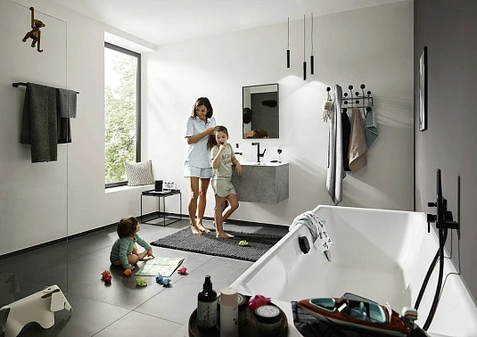 Фото - Смеситель для ванны с душем Hansgrohe Finoris 76416670, матовый чёрный - Hansgrohe