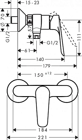 Фото - Смеситель для душа Hansgrohe Logis E 71178000/71610000/26532400 хром - Hansgrohe