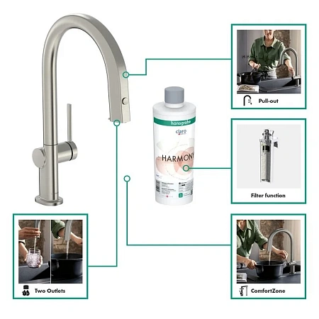 Фото - Смеситель для кухни Hansgrohe Aqittura 76826800 серый - Hansgrohe