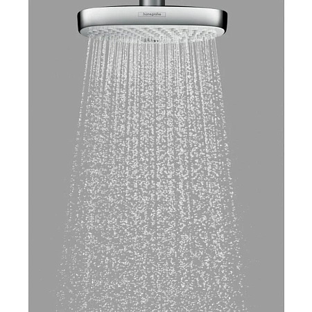 Фото - Верхний душ Hansgrohe Select E, 30 х 16 см, EcoSmart, 2 режима струи, с держателем, хром, 26609000 - Hansgrohe