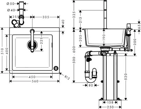 Фото - Кухонная мойка с встроенным смесителем Hansgrohe C51-F450-06 43217000 - Hansgrohe