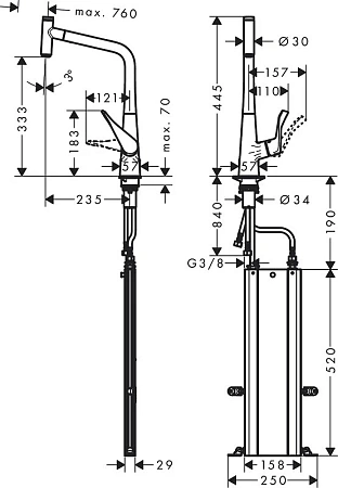 Фото - Смеситель для кухни Hansgrohe Metris Select 73807000 хром - Hansgrohe