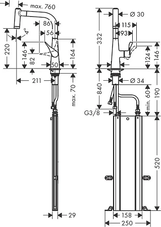 Фото - Смеситель для кухни Hansgrohe Metris 73823000 хром - Hansgrohe