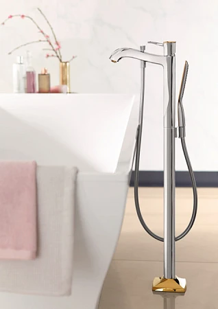 Фото - Напольный смеситель для ванны Hansgrohe Metropol 31445090, хром золото - Hansgrohe