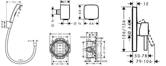 Фото - Душ гигиенический  Hansgrohe  32128000/26457000/76615000/01800180 хром - Hansgrohe