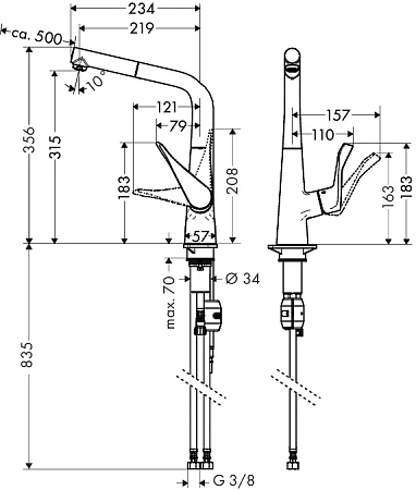 Фото - Смеситель для кухни Hansgrohe Metris 14821800 - Hansgrohe