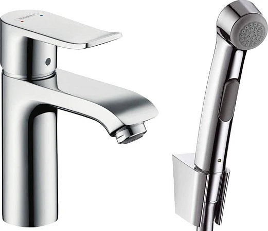 Фото - Смеситель Hansgrohe Metris 31285000 для раковины с гигиеническим душем - Hansgrohe