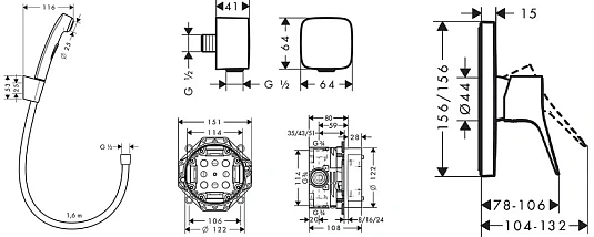 Фото - Душ гигиенический  Hansgrohe  32128000/26457000/75615000/01800180 хром - Hansgrohe