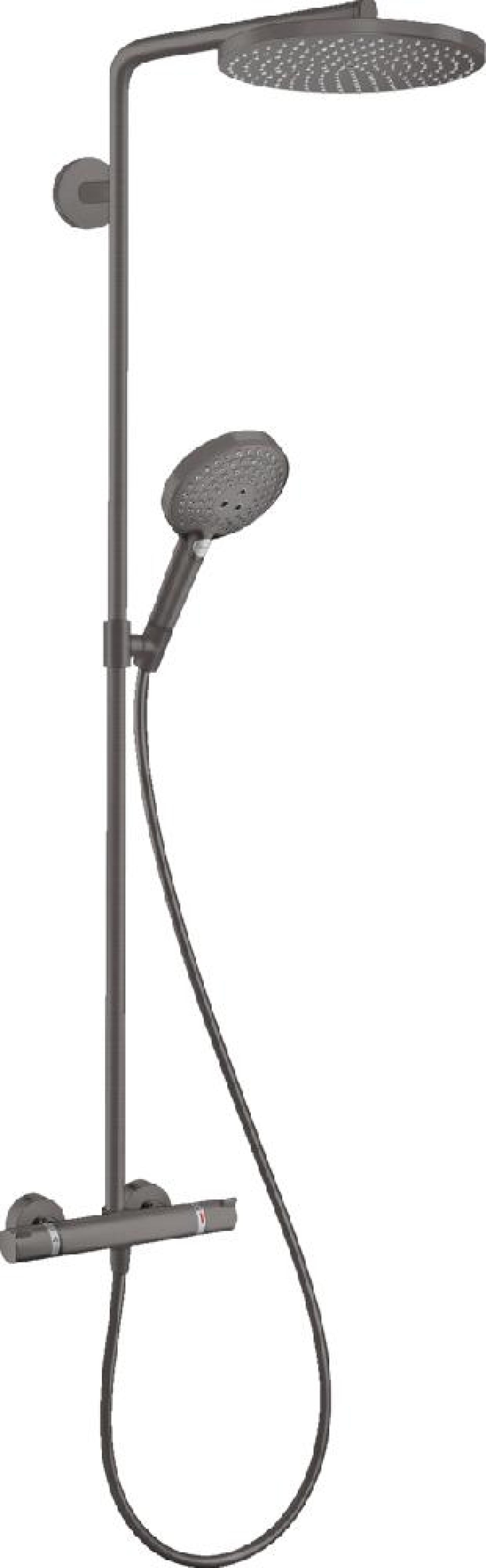 Душевая система Hansgrohe Raindance S Showerpipe 240 PowderRain 1jet 27633340,  шлифованный чёрный хром